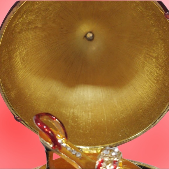 Christmas Enameled Egg Music Box Plays “Dance of the Sugar Plum Fairies”, Red - Picture 9 of 10